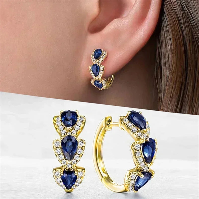 2025 Luxury Trendy Green Cubic Zirconia Hoop Earrings Wedding Party Elegant Accessories for Women Anniversary Gift New Jewelry ARVASHAA
