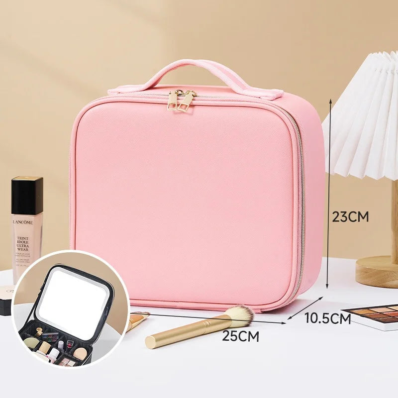 LED Cosmetic Case with Lights and Mirror Cosmetic Bag Large Capacity Premium Feeling Cosmetic Bag Luxury makeup bag ASKVexperts