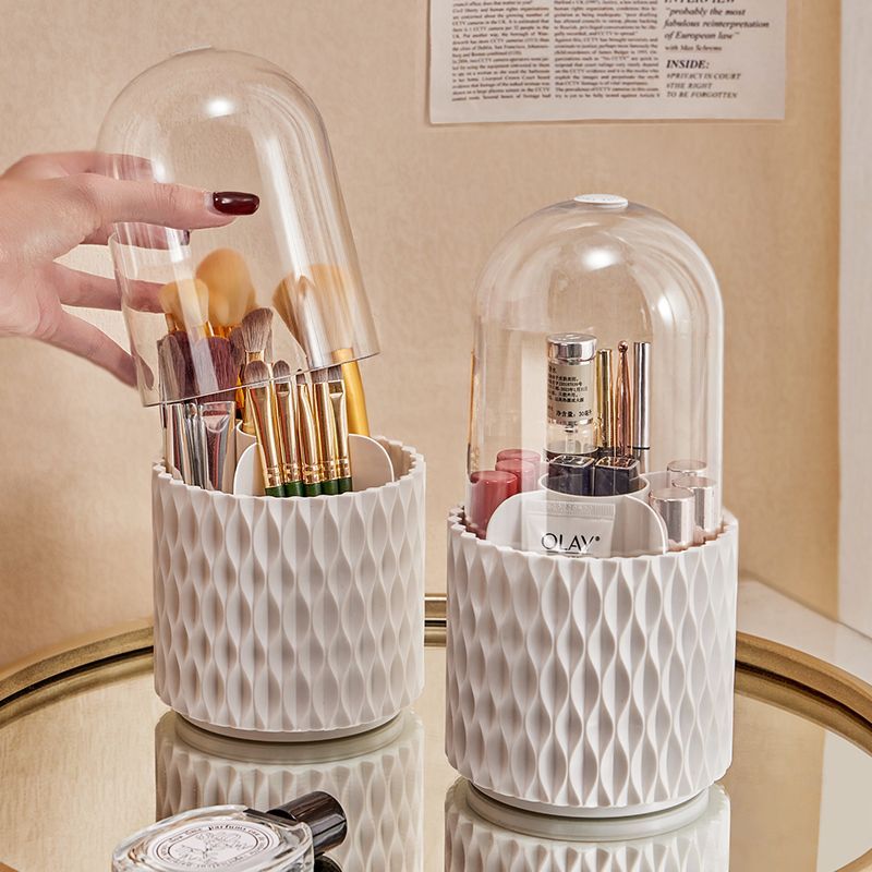 360 Rotating Large Capacity Transparent Makeup Brush Storage Pen Holder Acrylic Dust With Lid Desktop Cosmetic Storage Box ASKVexperts