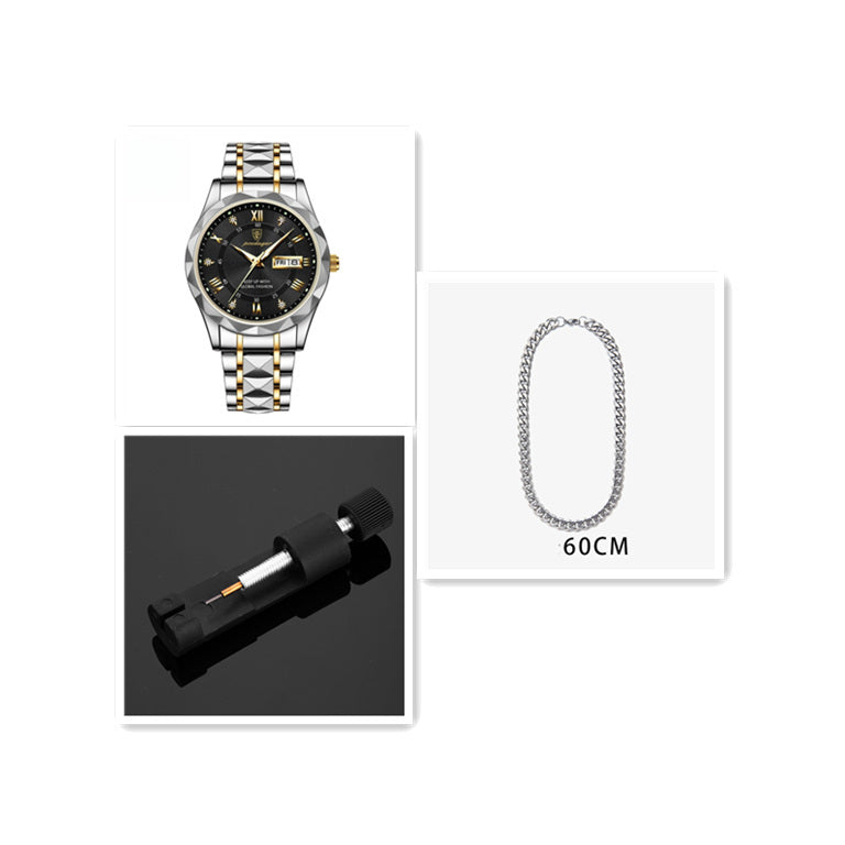 Men’s Waterproof Quartz Watch | Luminous Dial with Double Calendar Display – Durable & Stylish ARVASHAA