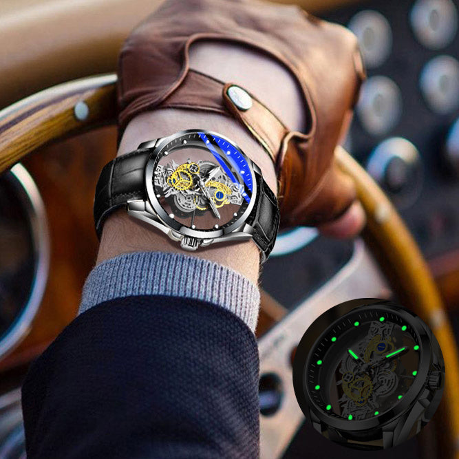 Men Watch Skeleton Automatic Quartz Watch Gold Skeleton Vintage Man Watch Mens Watches Top Brand Luxury ARVASHAA