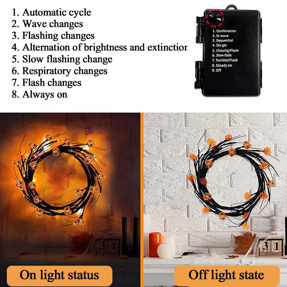 Halloween LED Willow Vine String Light Cool Cartoon Bat Pumpkin Decoration For Indoor Outdoor Party House Decor ARVASHAA