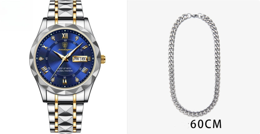 Men’s Waterproof Quartz Watch | Luminous Dial with Double Calendar Display – Durable & Stylish ARVASHAA