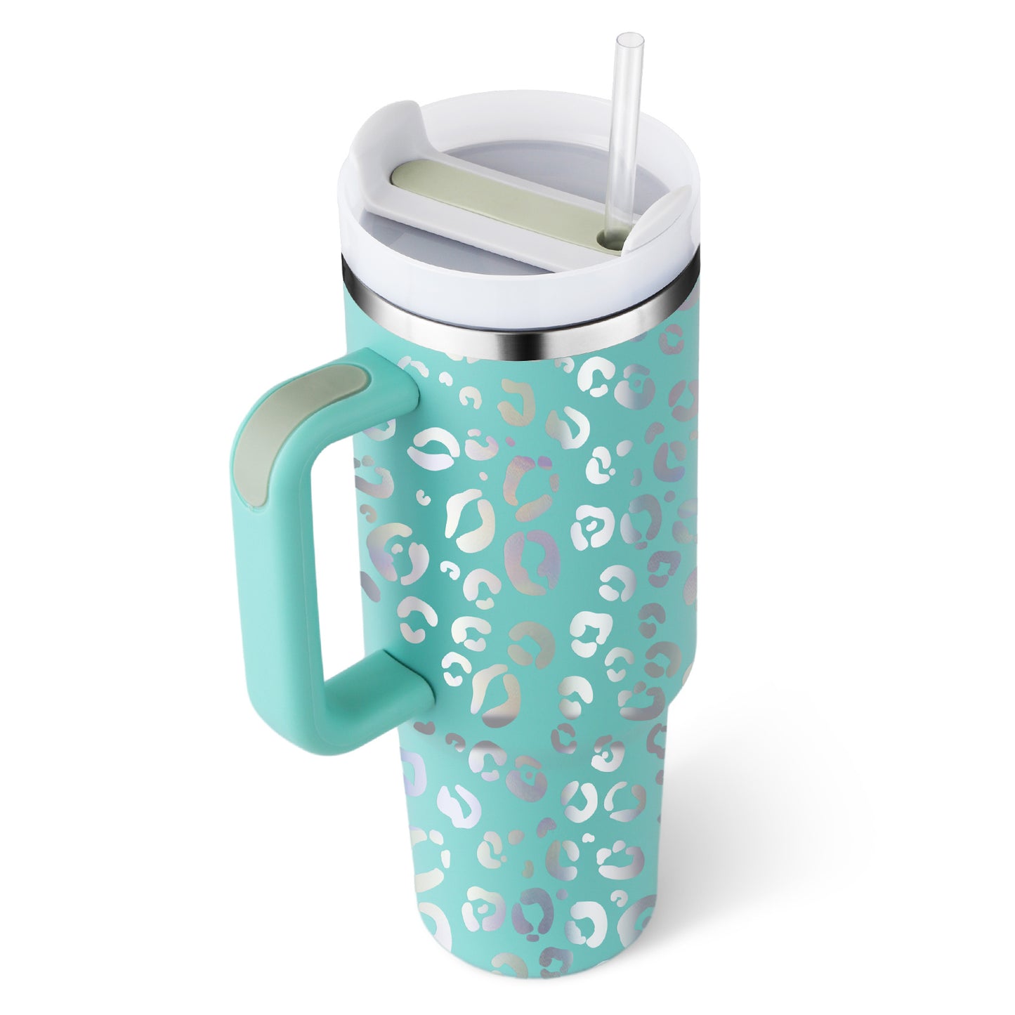 40 Oz Tumbler With Handle Straw Insulated, Stainless Steel Spill Proof Vacuum Coffee Cup Tumbler With Lid Tapered Mug Gifts For Valentine Lover Suitable For Car Gym Office Travel ASKVexperts
