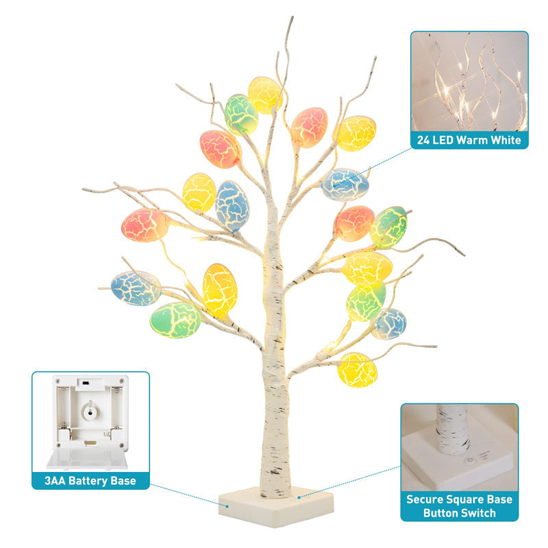Easter Decoration 60cm Birch Tree Home Easter Egg LED Light Gift Spring Party Tabletop Ornaments Light Easter Party Kids Gifts ARVASHAA