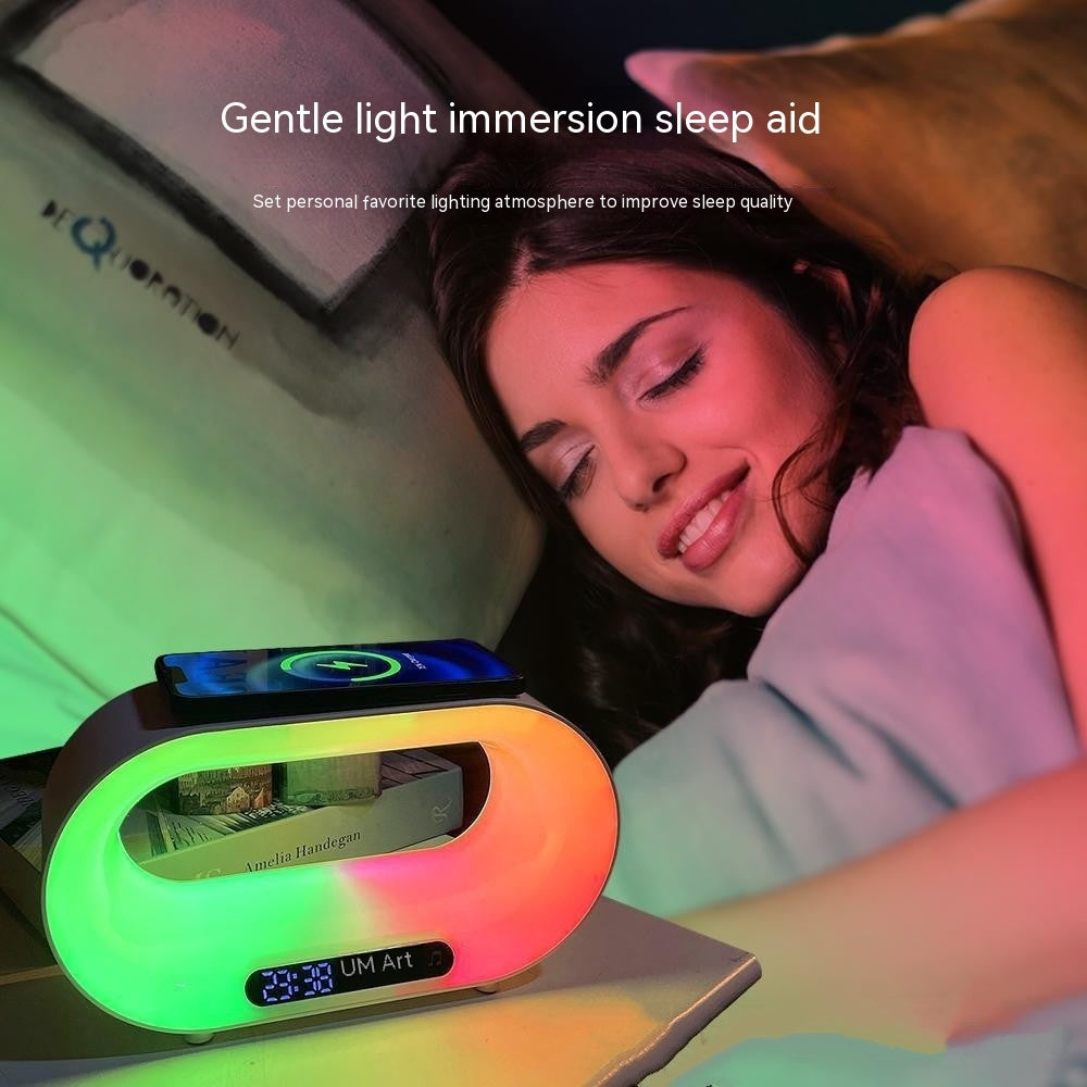 Multi-function 3 In 1 LED Night Light APP Control RGB Atmosphere Desk Lamp Smart Multifunctional Wireless Charger Alarm Clock ARVASHAA