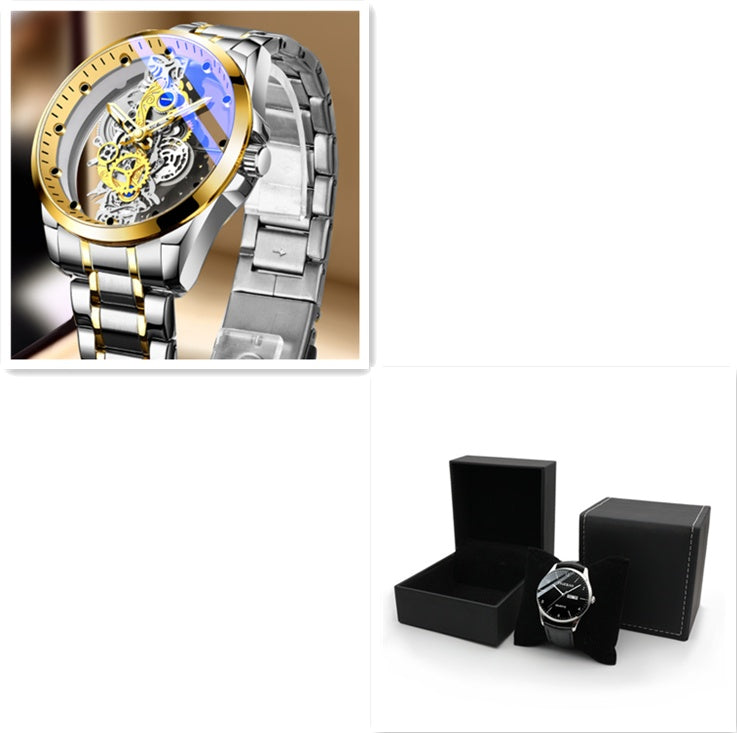 Men Watch Skeleton Automatic Quartz Watch Gold Skeleton Vintage Man Watch Mens Watches Top Brand Luxury ARVASHAA