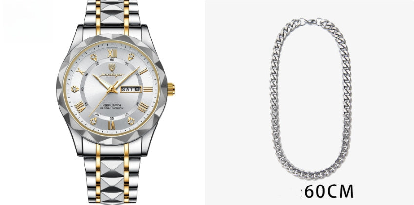 Men’s Waterproof Quartz Watch | Luminous Dial with Double Calendar Display – Durable & Stylish ARVASHAA