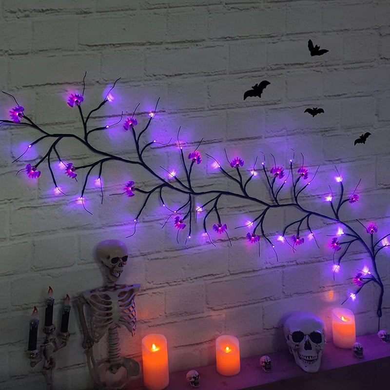 Halloween LED Willow Vine String Light Cool Cartoon Bat Pumpkin Decoration For Indoor Outdoor Party House Decor ARVASHAA