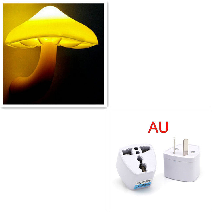 LED Night Light Mushroom Wall Socket Lamp EU US Plug Warm White Light-control Sensor Bedroom Light Home Decoration ARVASHAA