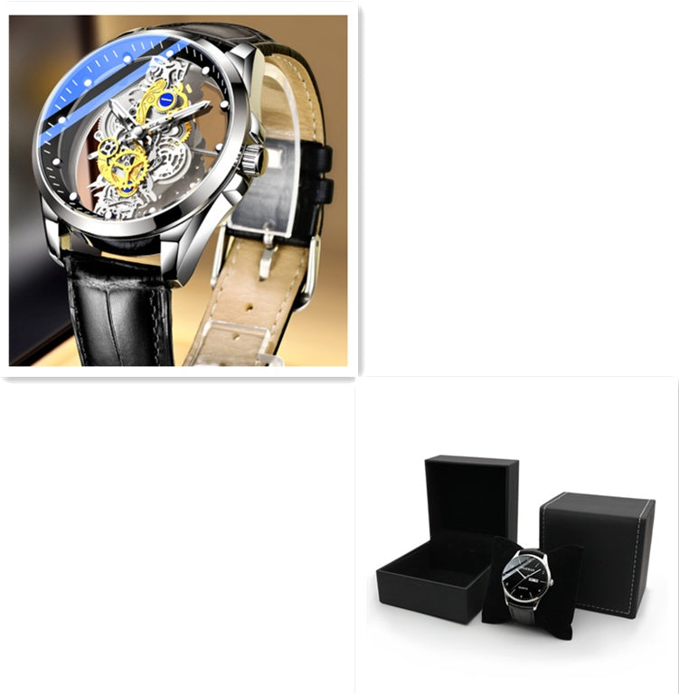 Men Watch Skeleton Automatic Quartz Watch Gold Skeleton Vintage Man Watch Mens Watches Top Brand Luxury ARVASHAA