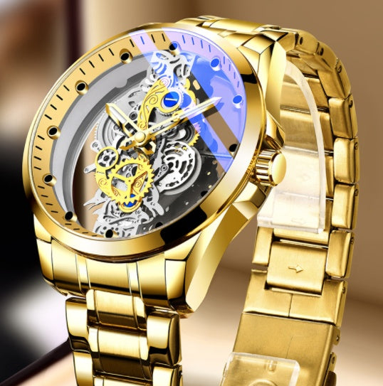 Men Watch Skeleton Automatic Quartz Watch Gold Skeleton Vintage Man Watch Mens Watches Top Brand Luxury ARVASHAA