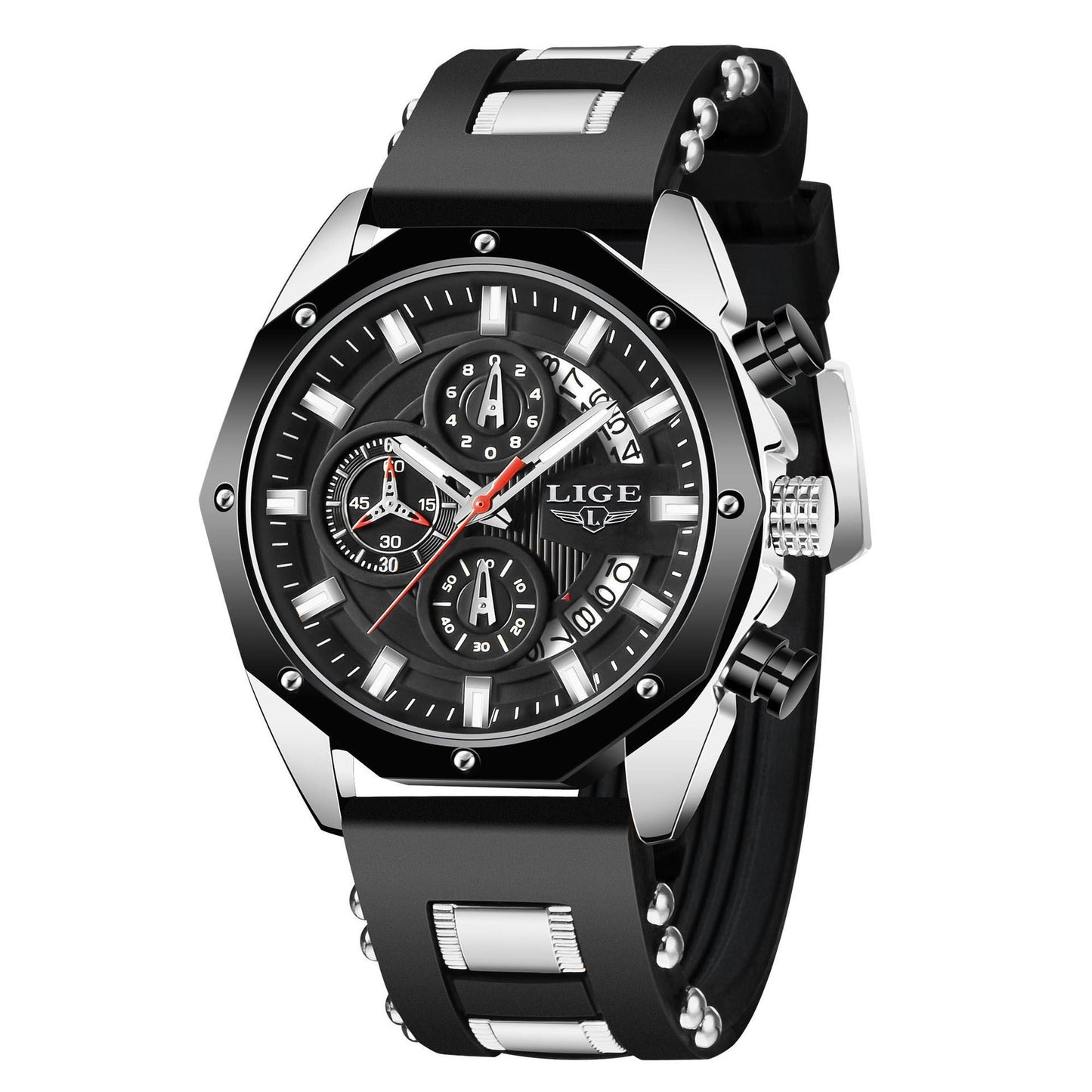 Fashion Mens Watches Top Brand Luxury Silicone Sport Watch Men Quartz Date Clock Waterproof Wristwatch Chronograph ARVASHAA