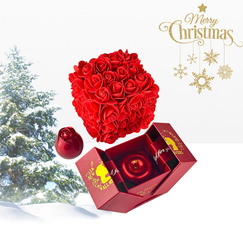 Valentines Day Gift Soap Rose Gift Box Crystal Pendant Necklace Eternal Flower Jewelry Box Set Wedding Birthday Gift For Girlfriend ARVASHAA