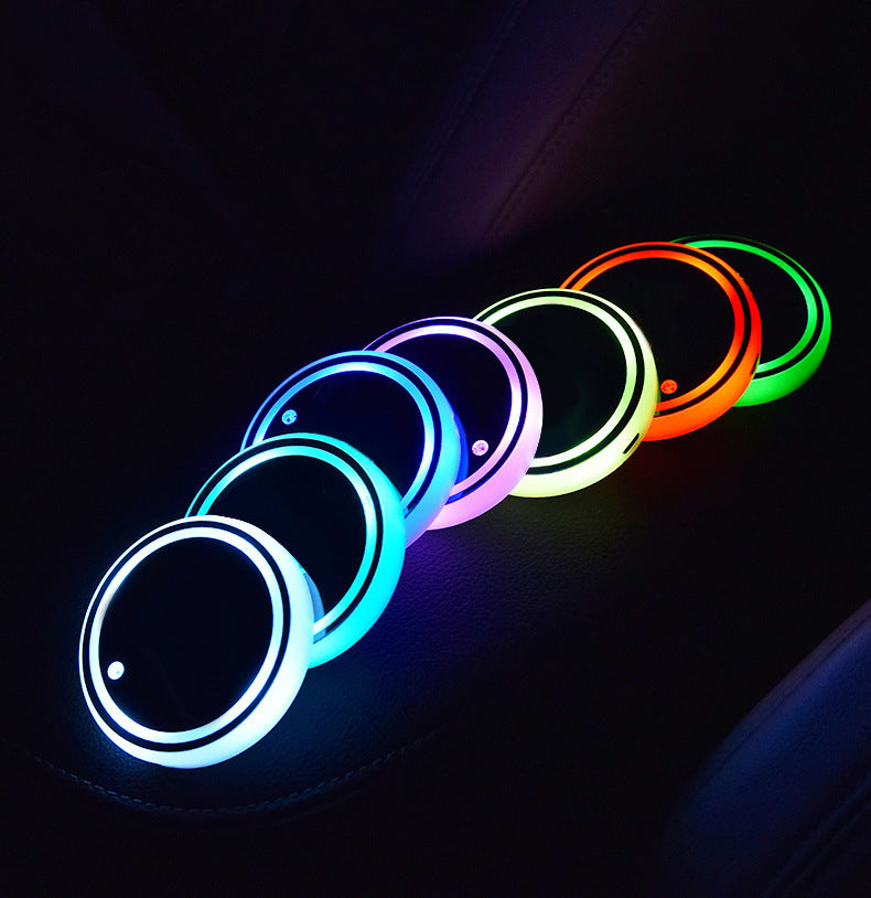 Colorful Cup Holder LED Light-up Coaster Solar & USB Charging Non-slip Coaster Ambient Light For Car Automatically ARVASHAA