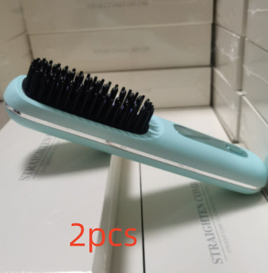 2 In 1 Straight Hair Comb Wireless Hair Straightener Brush Hair Fast Heating Portable Hot Curler USB Charging ARVASHA