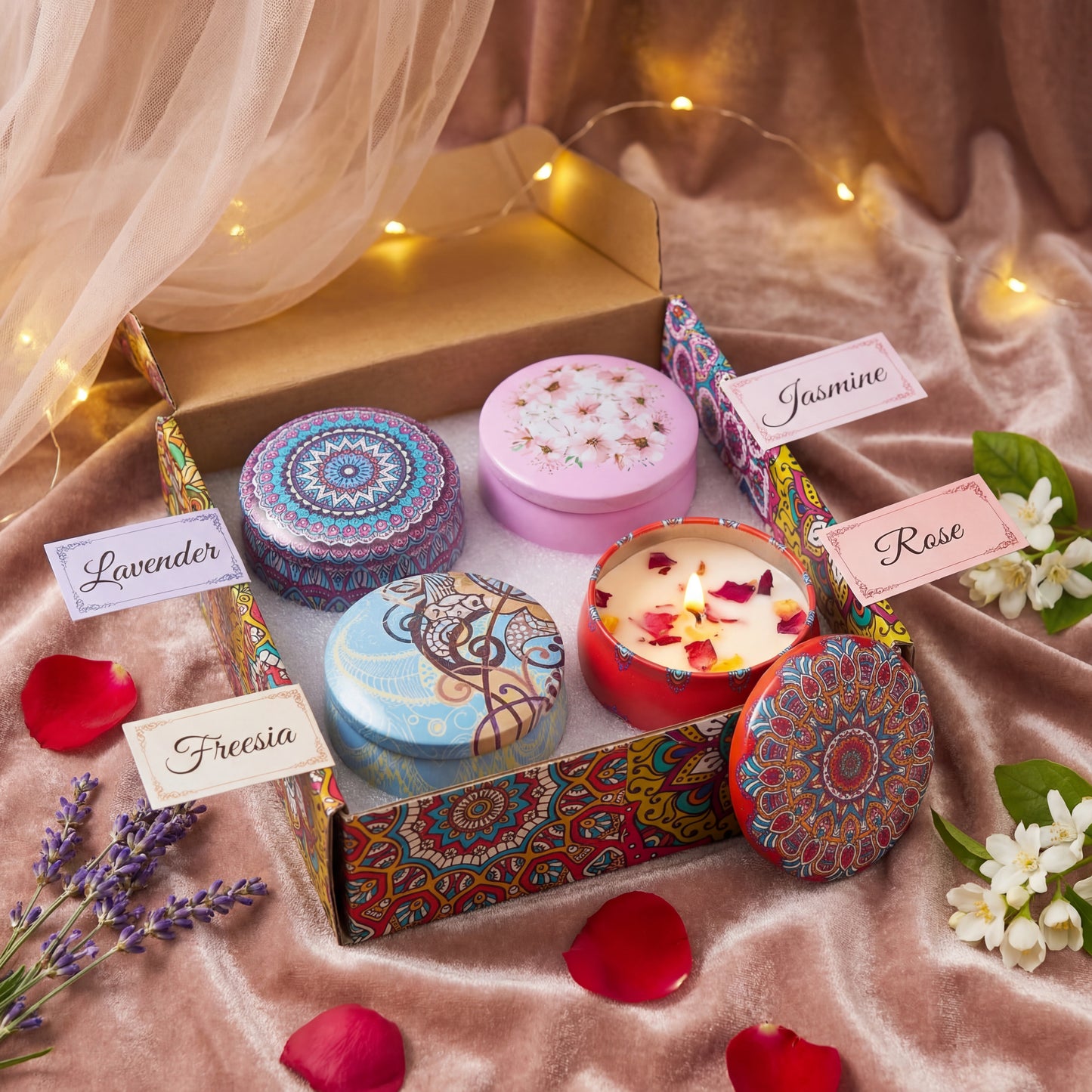 Crystal Bloom Romantik-Kerzenset