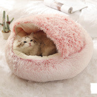 2 In 1 Dog And Cat Bed Pet Winter Bed Round Plush Warm Bed House Soft Long Plush Pets Bed Pet Products ARVASHAA