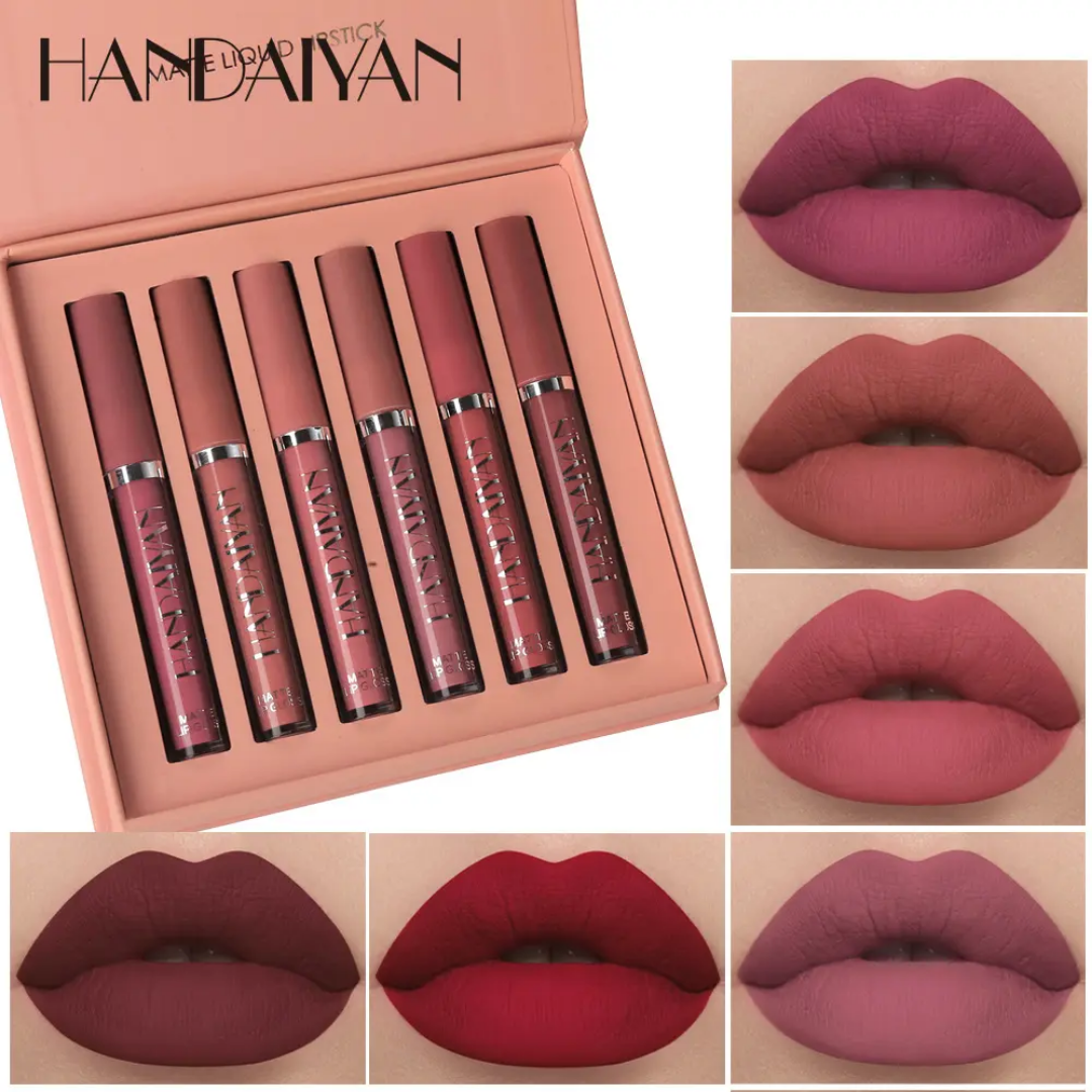 6 Pcs Matte Liquid Lipstick Set – Waterproof, Long-Lasting, Non-Stick Velvet Finish for All Skin Types | Pink, Red, Purple Shades ARVASHA