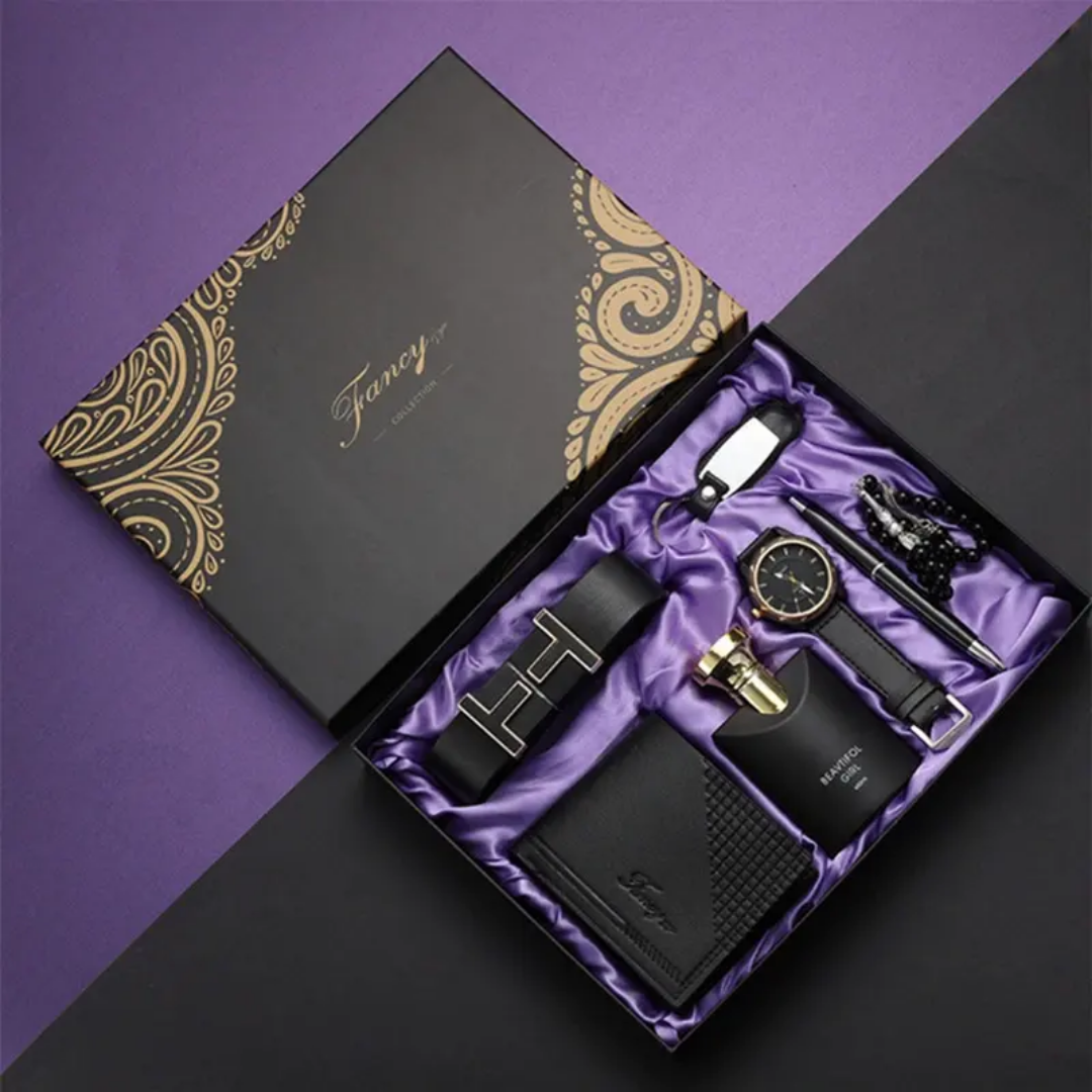 Luxury Executive Gift Set – Watch, Perfume, Pen, Belt, Wallet & Key Tag in Premium Box ARVASHA