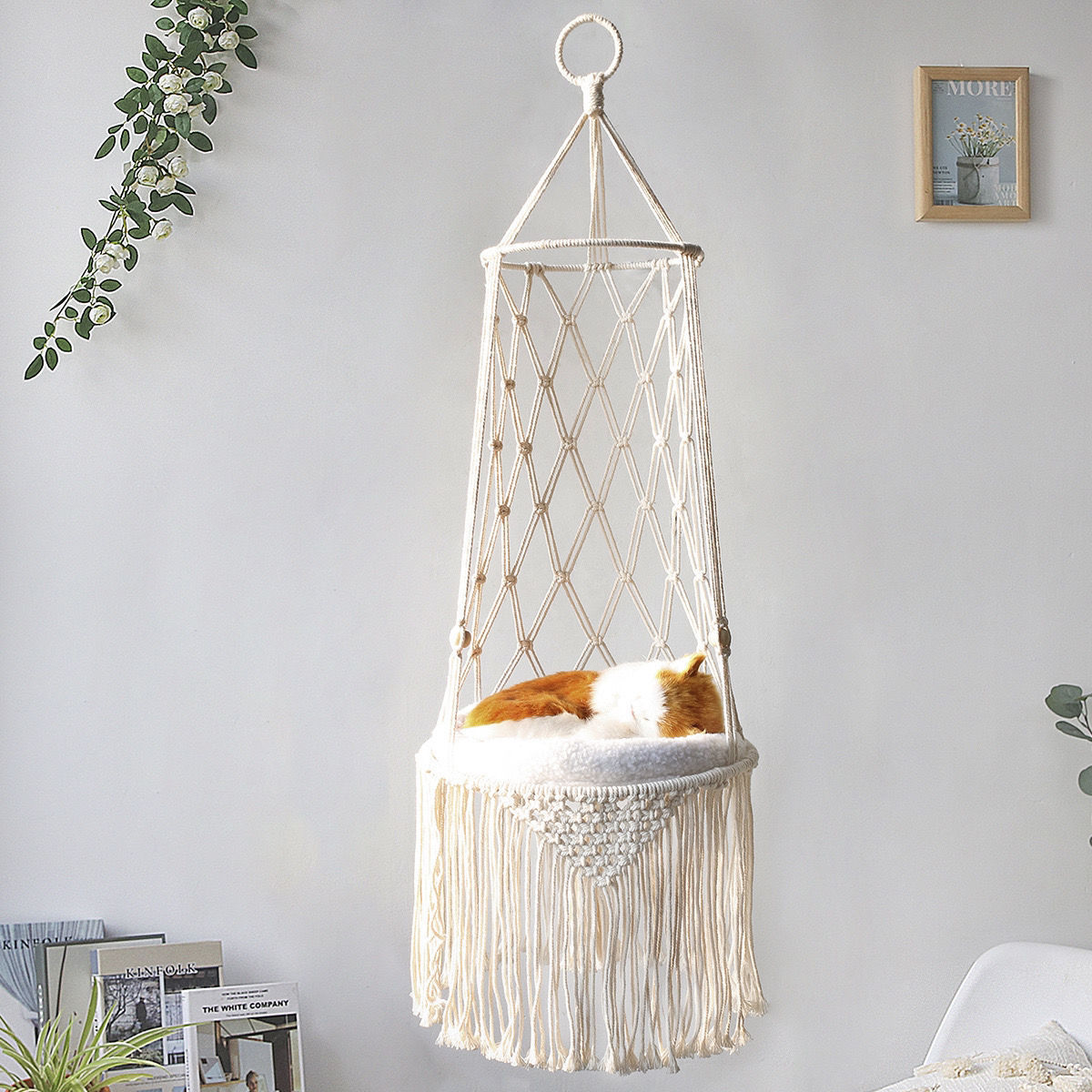 Macrame Hanging Pet Bed Macrame Cat Hammock Wall Hanging Cat Hammock Macrame Cat Bed-Pet Gifts Hammock Macrame Cat Swing ARVASHA