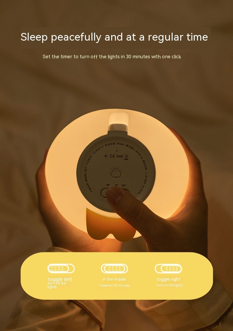 Cute Duck LED Night Lamp Cartoon Silicone USB Rechargeable Sleeping Light Touch Sensor Timing Bedroom Bedside Lamp For Kid Gift Home Decor ARVASHA