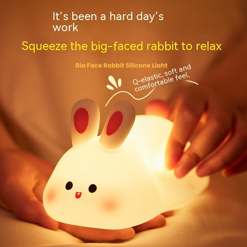 Cute LED Night Light Touch Sensor Cartoon Kid's Nightlights Big Face Rabbit Silicone Night Light Christmas Gift Bedside Lamp Home Decor ARVASHA
