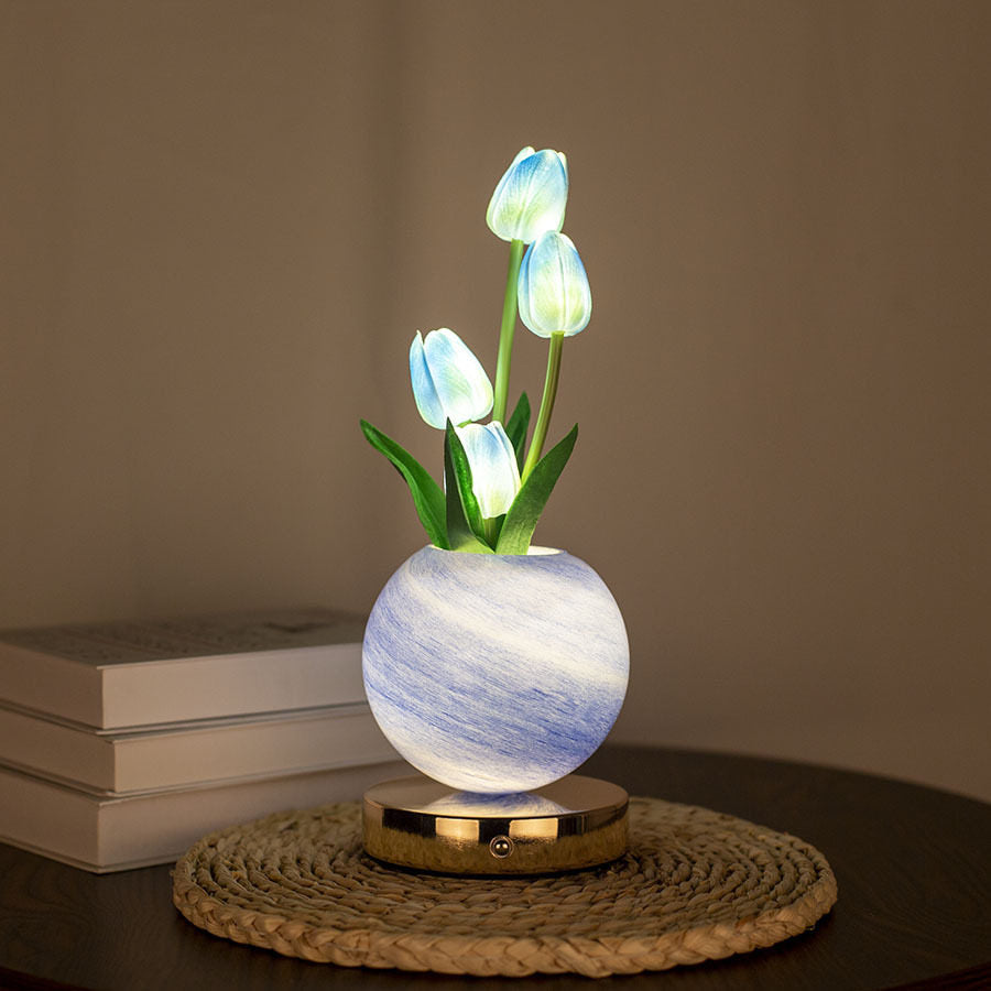 Tulip Artificial Flower Table Lamp with USB Charging
