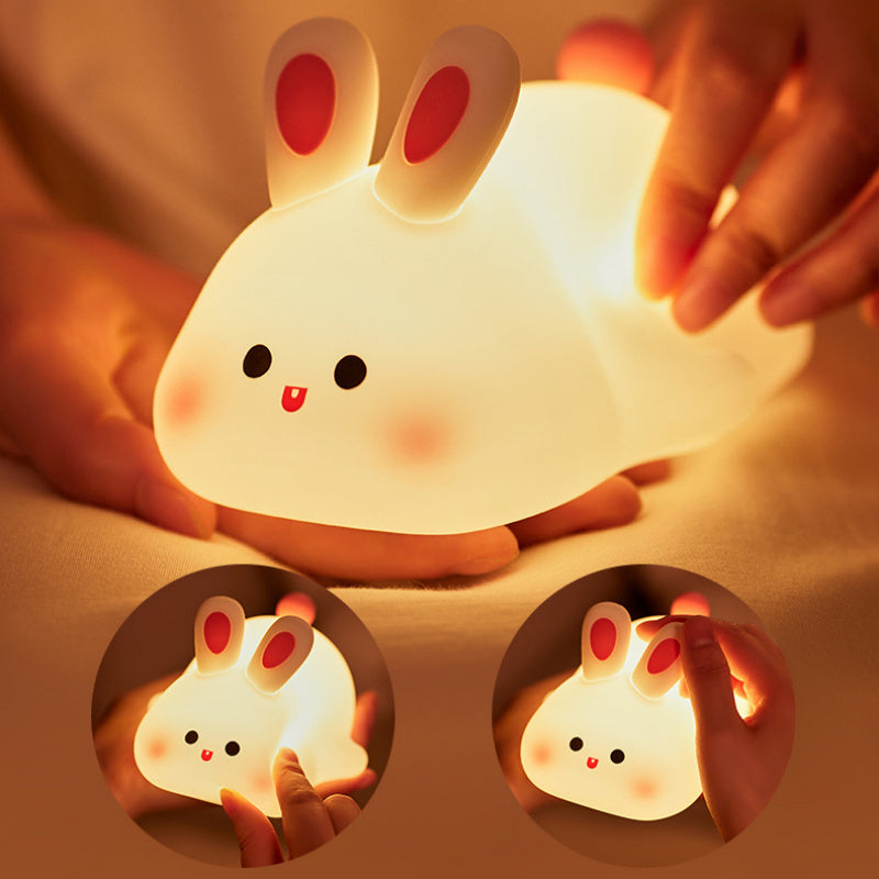 Cute LED Night Light Touch Sensor Cartoon Kid's Nightlights Big Face Rabbit Silicone Night Light Christmas Gift Bedside Lamp Home Decor ARVASHA