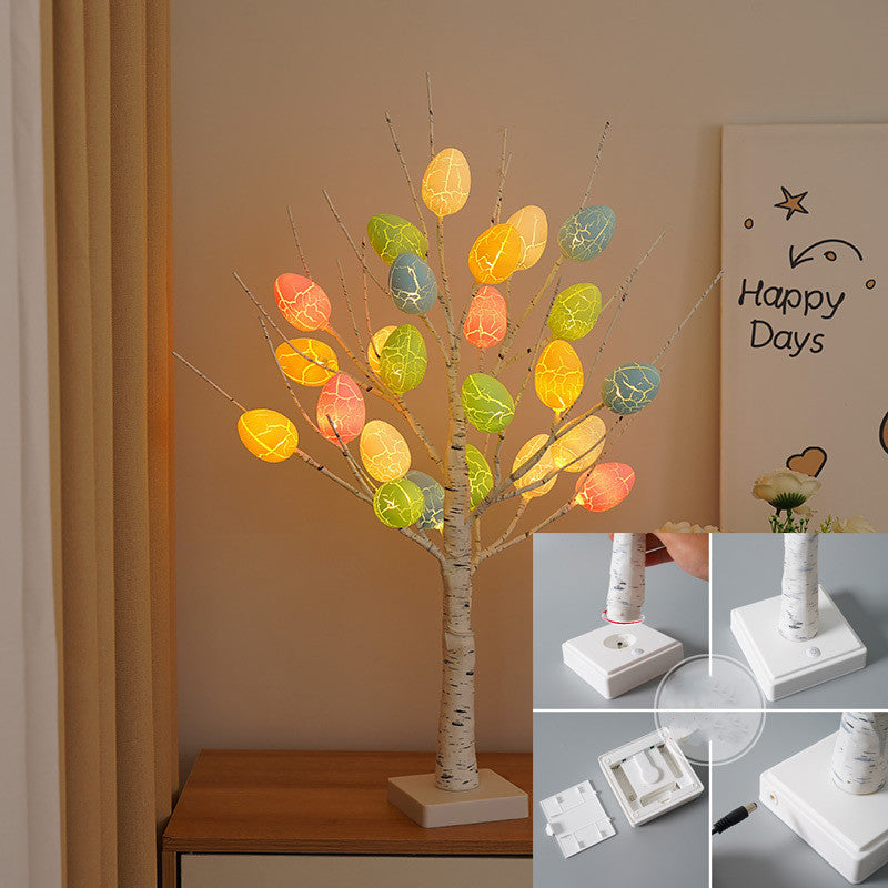 Easter Decoration 60cm Birch Tree Home Easter Egg LED Light Gift Spring Party Tabletop Ornaments Light Easter Party Kids Gifts ARVASHAA