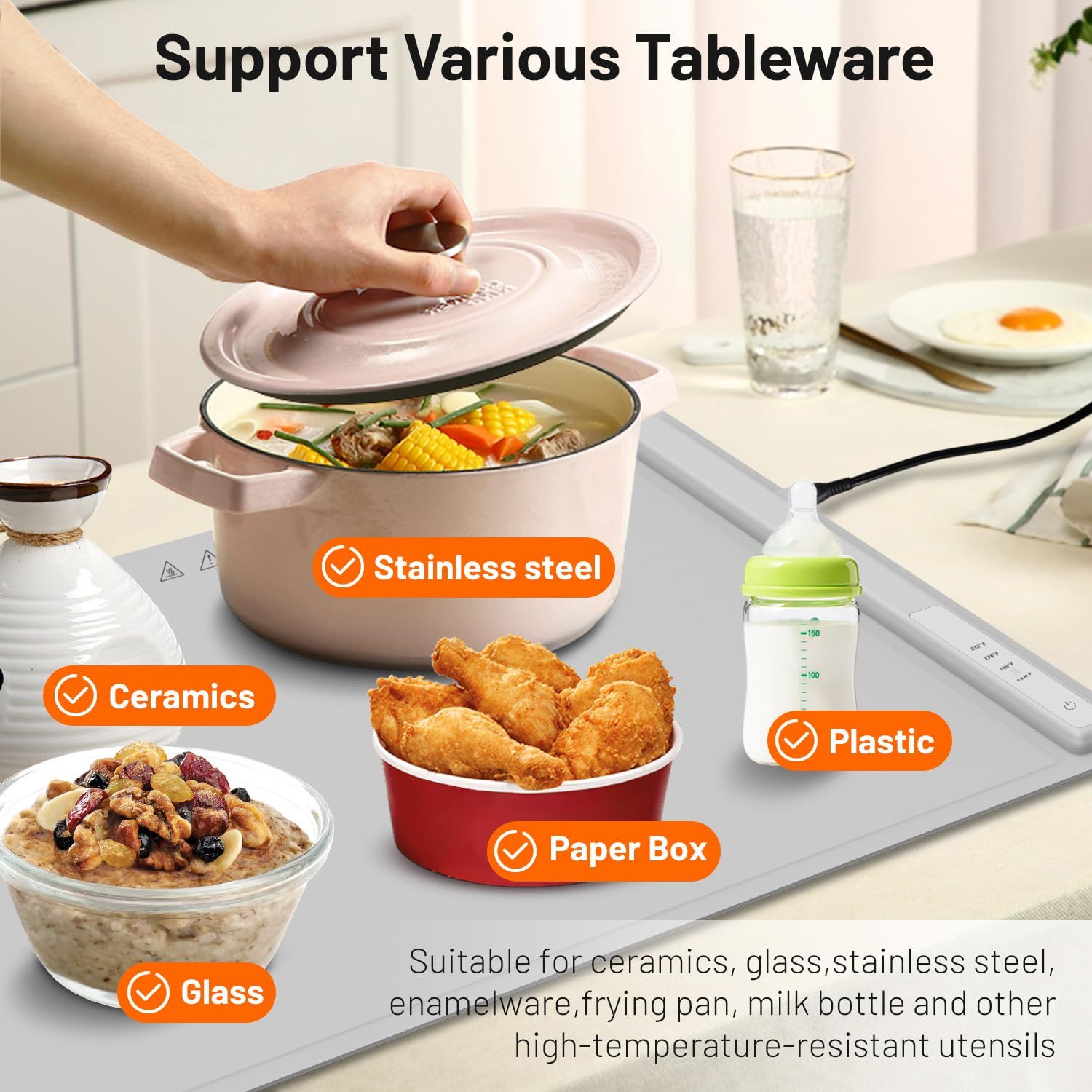 Food Warming Mat,Electric Warming Tray For Food,Foldable Warming Mat For Buffets Party And Daily Use,Silicone Heating Pad With 3 Temp Settings,Kitchen Gadgets Portable Hotplate ASKVexperts