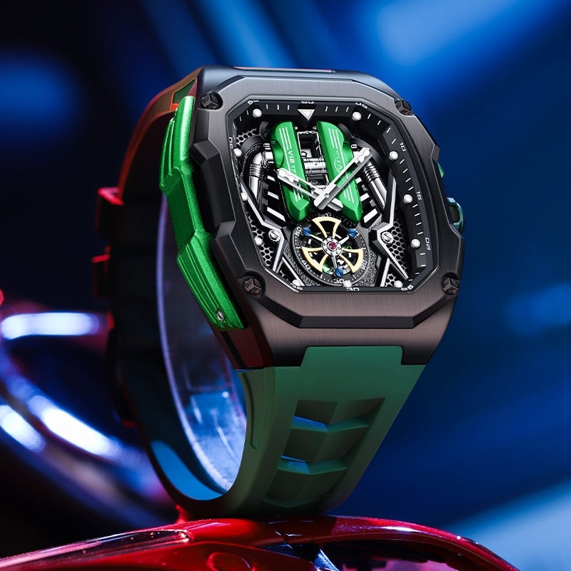 Men's High-grade Tonneau Three-Dimensional Hollow Waterproof Luminous Quartz Watch ARVASHA