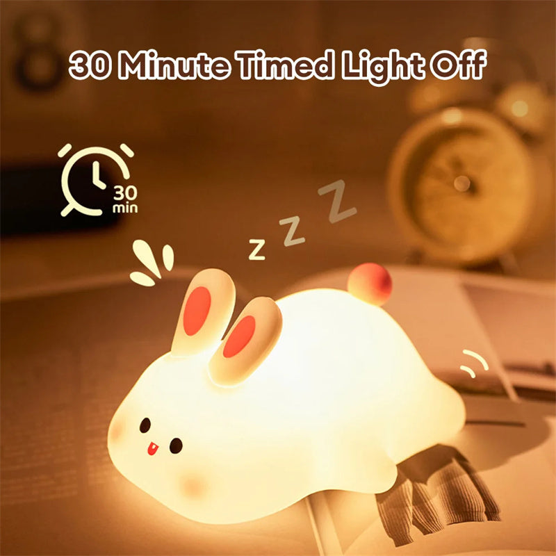 Cute LED Night Light Touch Sensor Cartoon Kid's Nightlights Big Face Rabbit Silicone Night Light Christmas Gift Bedside Lamp Home Decor ARVASHA