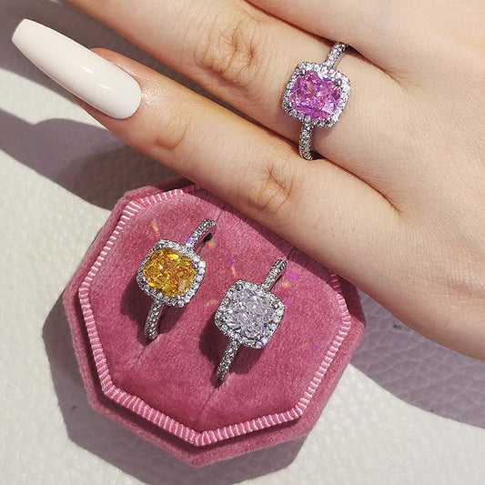 Fashion Jewelry Luxury Multicolor Charm Cubic Zirconia Wedding Rings For Women T Shape Stone Party Jewelry Gifts ASKVexperts