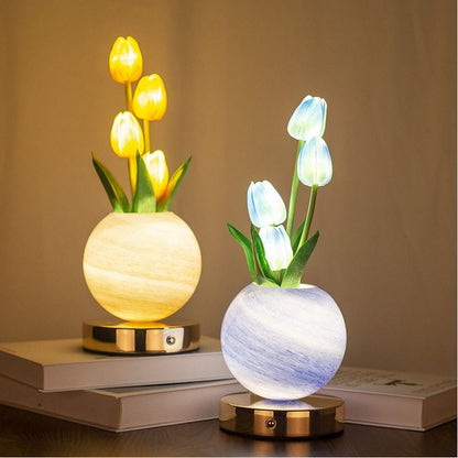 Tulip Artificial Flower Table Lamp with USB Charging