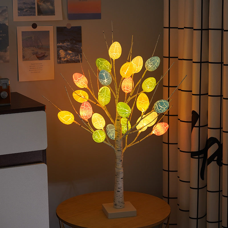 Easter Decoration 60cm Birch Tree Home Easter Egg LED Light Gift Spring Party Tabletop Ornaments Light Easter Party Kids Gifts ARVASHAA