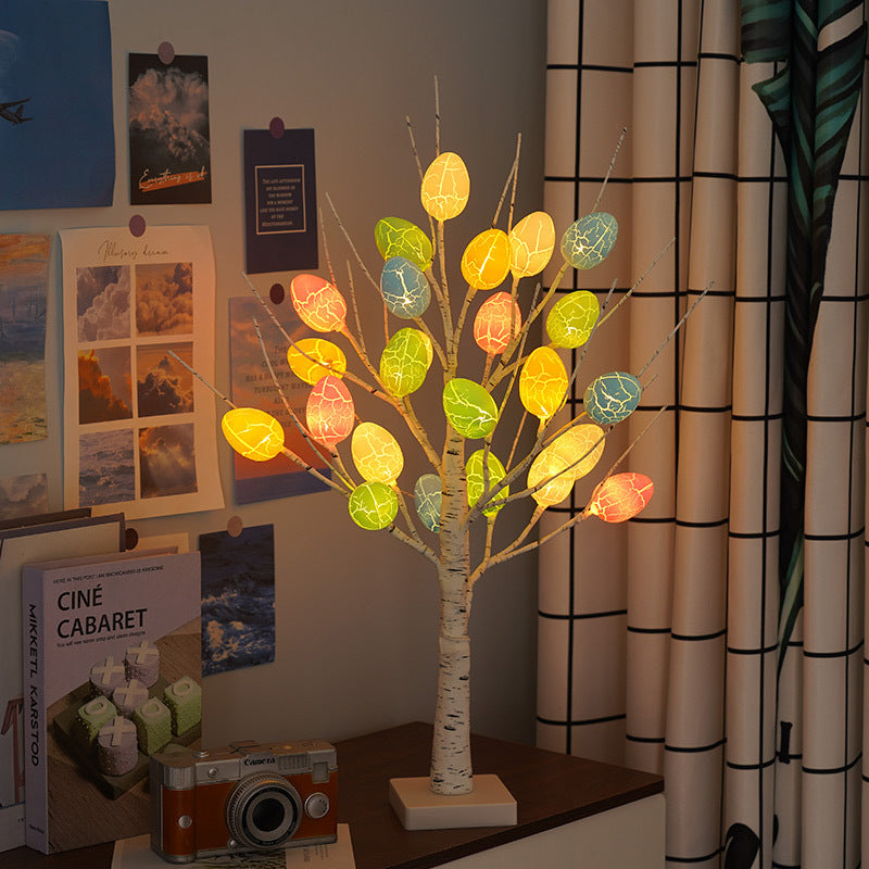 Easter Decoration 60cm Birch Tree Home Easter Egg LED Light Gift Spring Party Tabletop Ornaments Light Easter Party Kids Gifts ARVASHAA