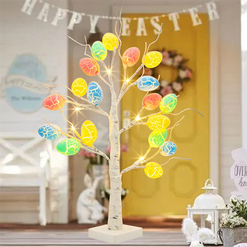 Easter Decoration 60cm Birch Tree Home Easter Egg LED Light Gift Spring Party Tabletop Ornaments Light Easter Party Kids Gifts ARVASHAA
