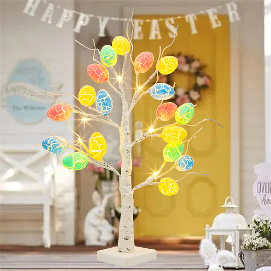 Easter Decoration 60cm Birch Tree Home Easter Egg LED Light Gift Spring Party Tabletop Ornaments Light Easter Party Kids Gifts ARVASHAA