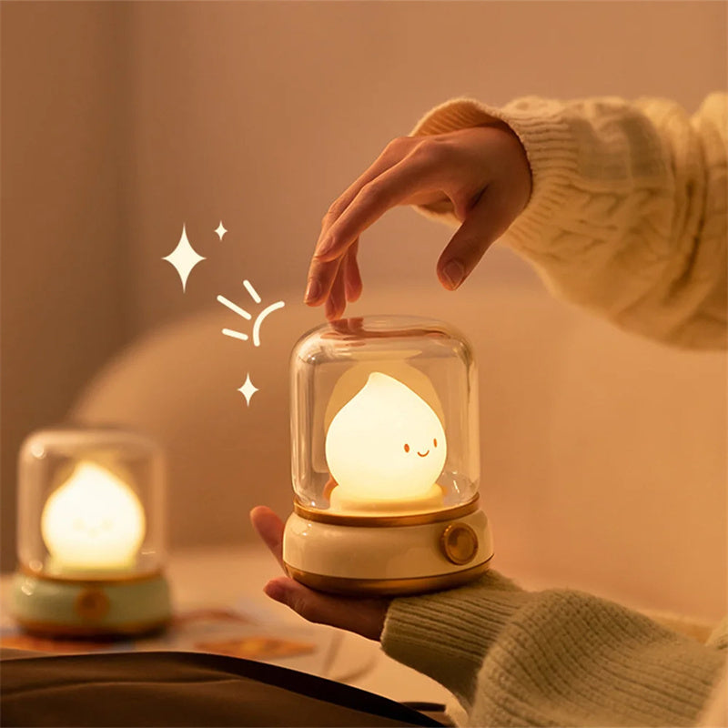 Retro Small Night Lamp Bedroom Mini Desktop LED Cute Night Lamp Creative USB Rechargeable Portable Cartoon Table Lamp For Coffee Bar Hotel Bedroom Home Decor ARVASHA