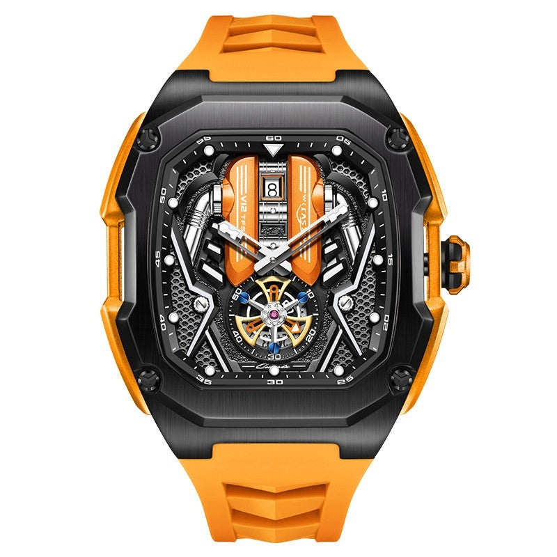 Men's High-grade Tonneau Three-Dimensional Hollow Waterproof Luminous Quartz Watch ARVASHA