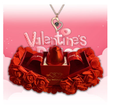 Valentines Day Gift Soap Rose Gift Box Crystal Pendant Necklace Eternal Flower Jewelry Box Set Wedding Birthday Gift For Girlfriend ARVASHAA