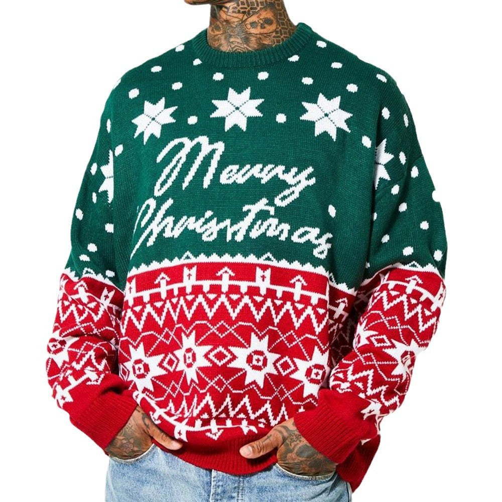Men's New Fashion Knitted Jacquard Loose Round Neck Pullover Sweater For Autumn And Winter And Christmas ARVASHA