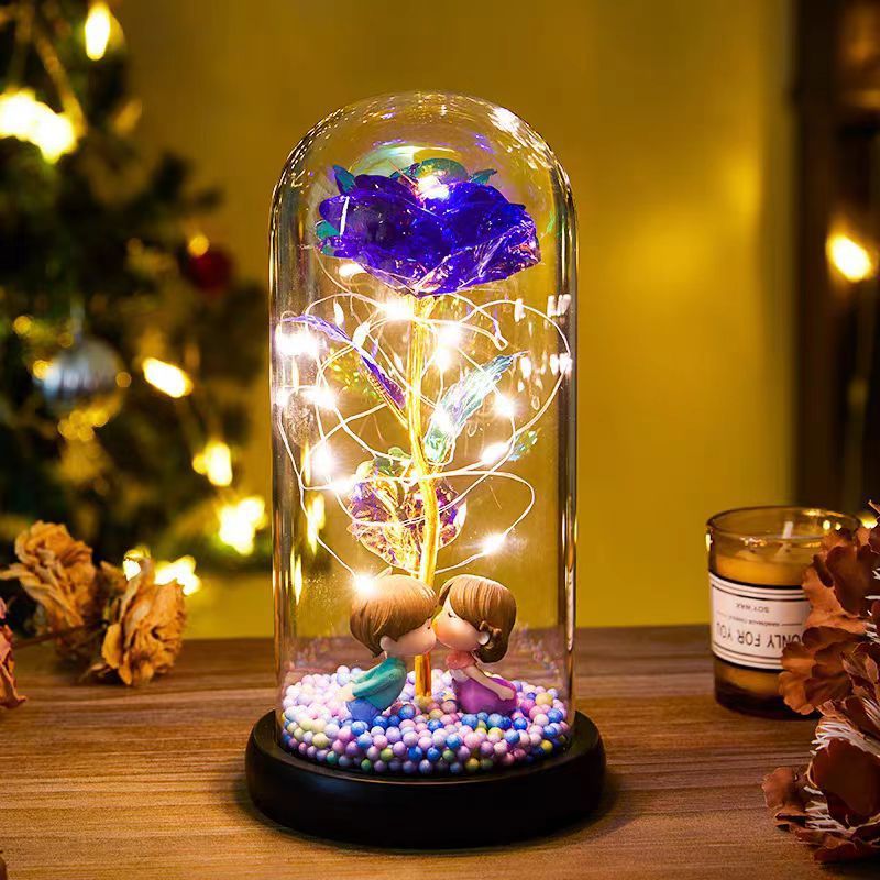 Eternal Rose LED Light Foil Flower In Glass Cover Night Lights Valentines Day Gifts Lamp Decor For For Home Bedroom Wedding Gift Valentine's Day Gifts ARVASHA