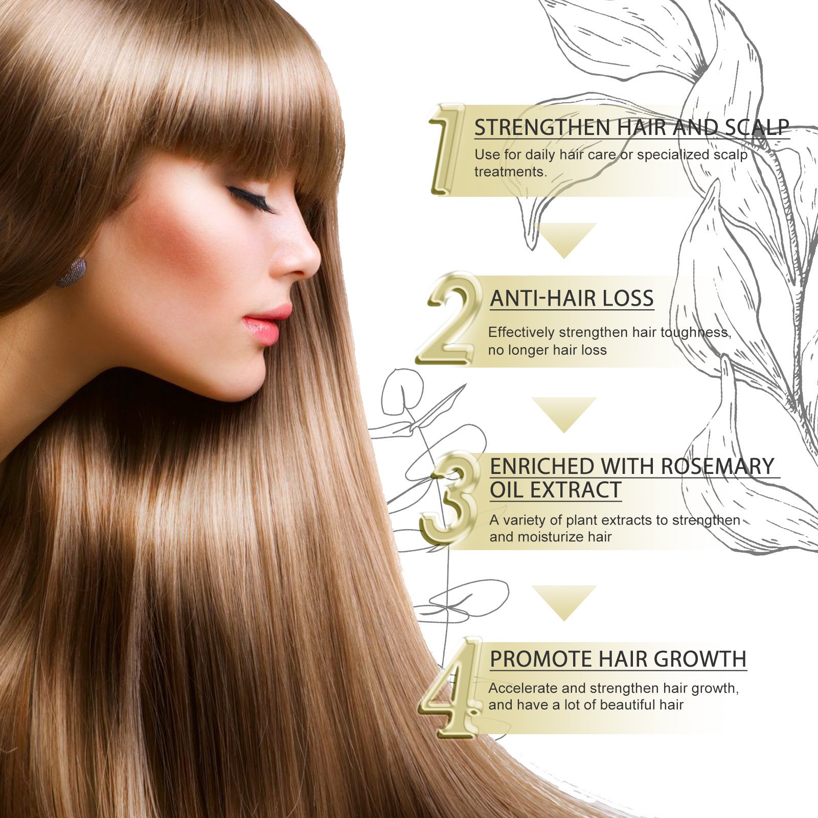 Rosemary Dense Hair Essential Oil Repair Damage Anti-drop Soft ARVASHAA