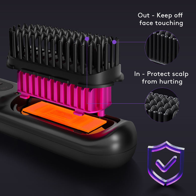 2 In 1 Straight Hair Comb Wireless Hair Straightener Brush Hair Fast Heating Portable Hot Curler USB Charging ARVASHA