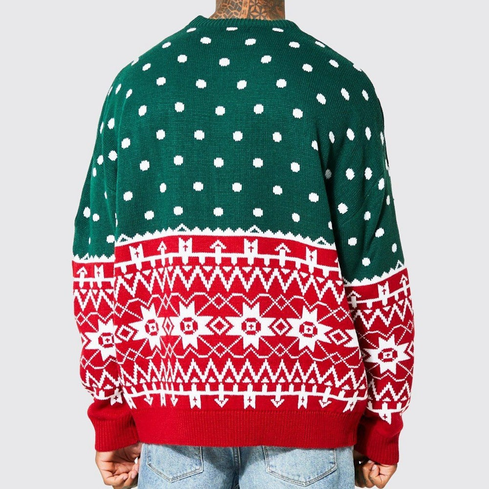 Men's New Fashion Knitted Jacquard Loose Round Neck Pullover Sweater For Autumn And Winter And Christmas ARVASHA
