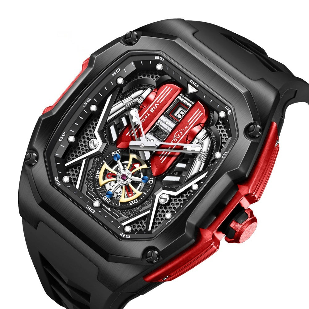 Men's High-grade Tonneau Three-Dimensional Hollow Waterproof Luminous Quartz Watch ARVASHA