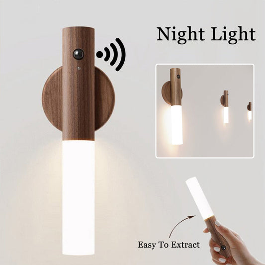 Auto LED USB Magnetic Wood Wireless Night Light Corridors Porch Lights PIR Motion Sensor Wall Light Cabinet Lamp ARVASHAA