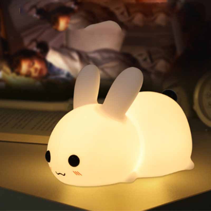 Rabbit LED Night Light Silicone Animal Cartoon Dimmable Lamp USB Rechargeable For Children Kids Baby Gift Bedside Bedroom ARVASHA